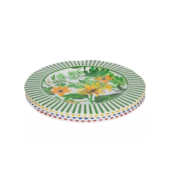 Set Of 4 Floral  Melamine Dessert Plates 10” NEW - Picture 3 of 5